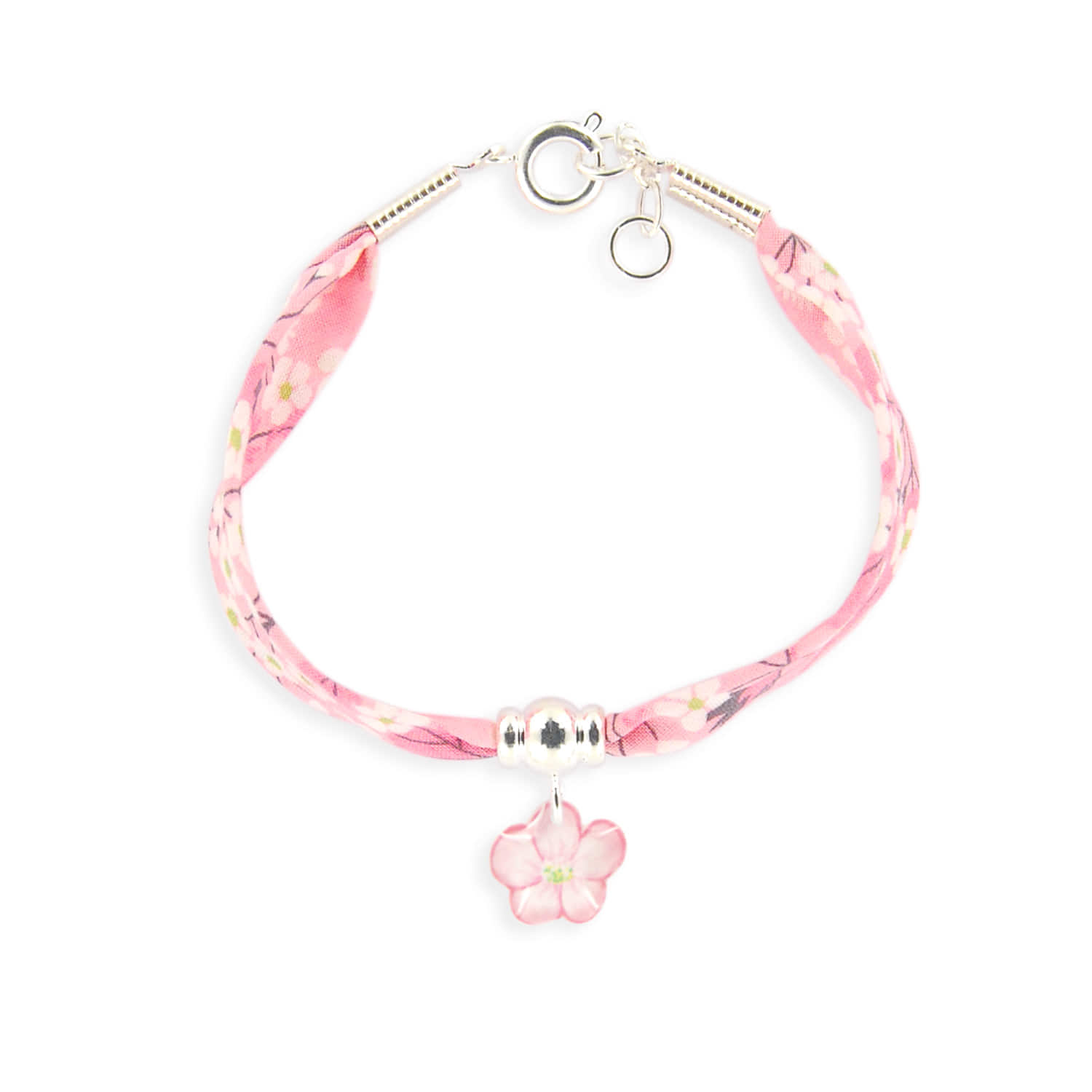 Ribbon Liberty Bracelet Ag925_Pink Flower