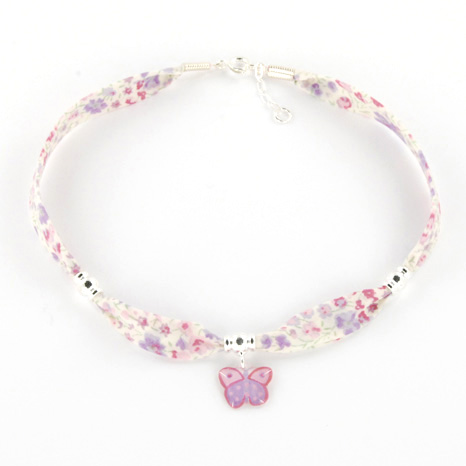 Ribbon Liberty Necklace Ag925_Lilac Butterfly