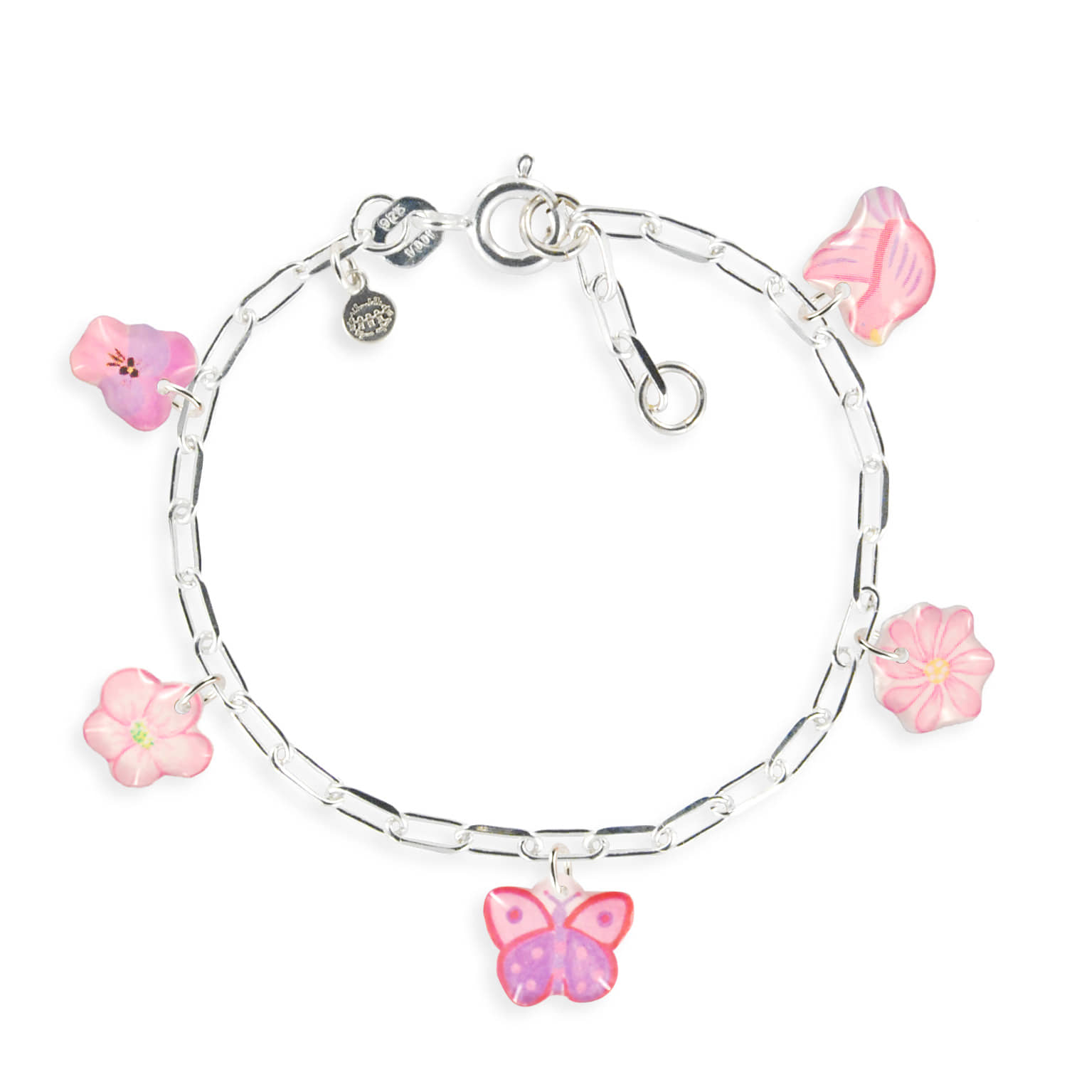 Figaro Silver Chain Bracelet Ag925_Lilac Butterfly