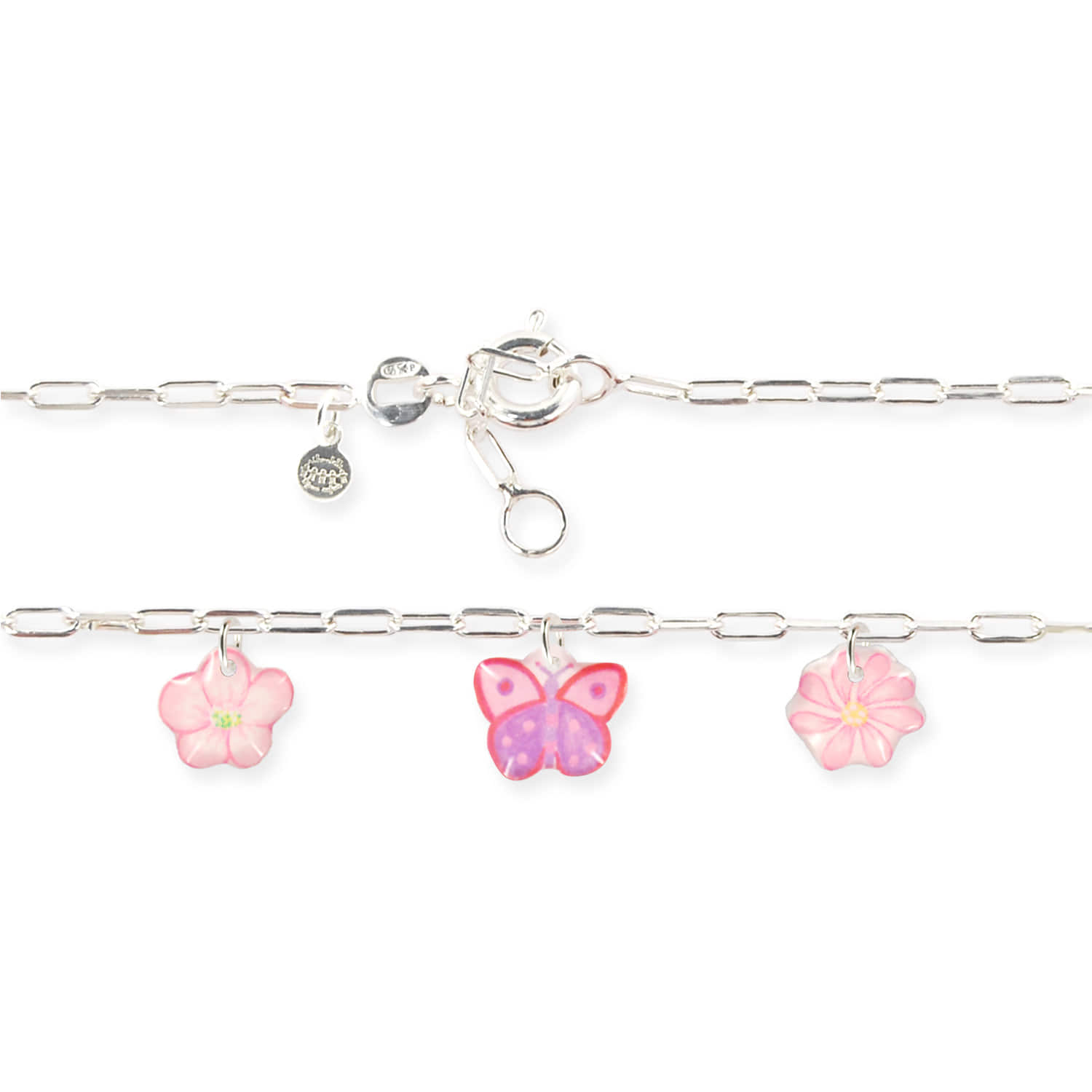 Figaro Silver Chain Necklace Ag925_Lilac Butterfly