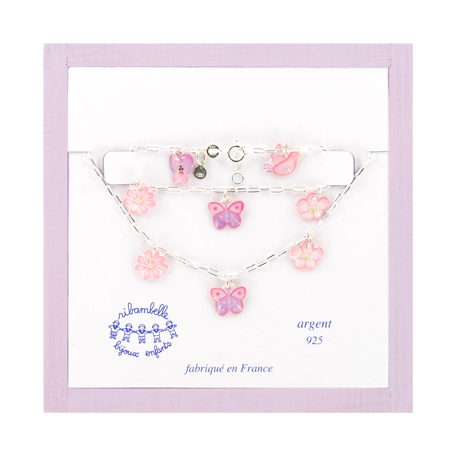Figaro Silver Chain Set Ag925_Lilac Butterfly
