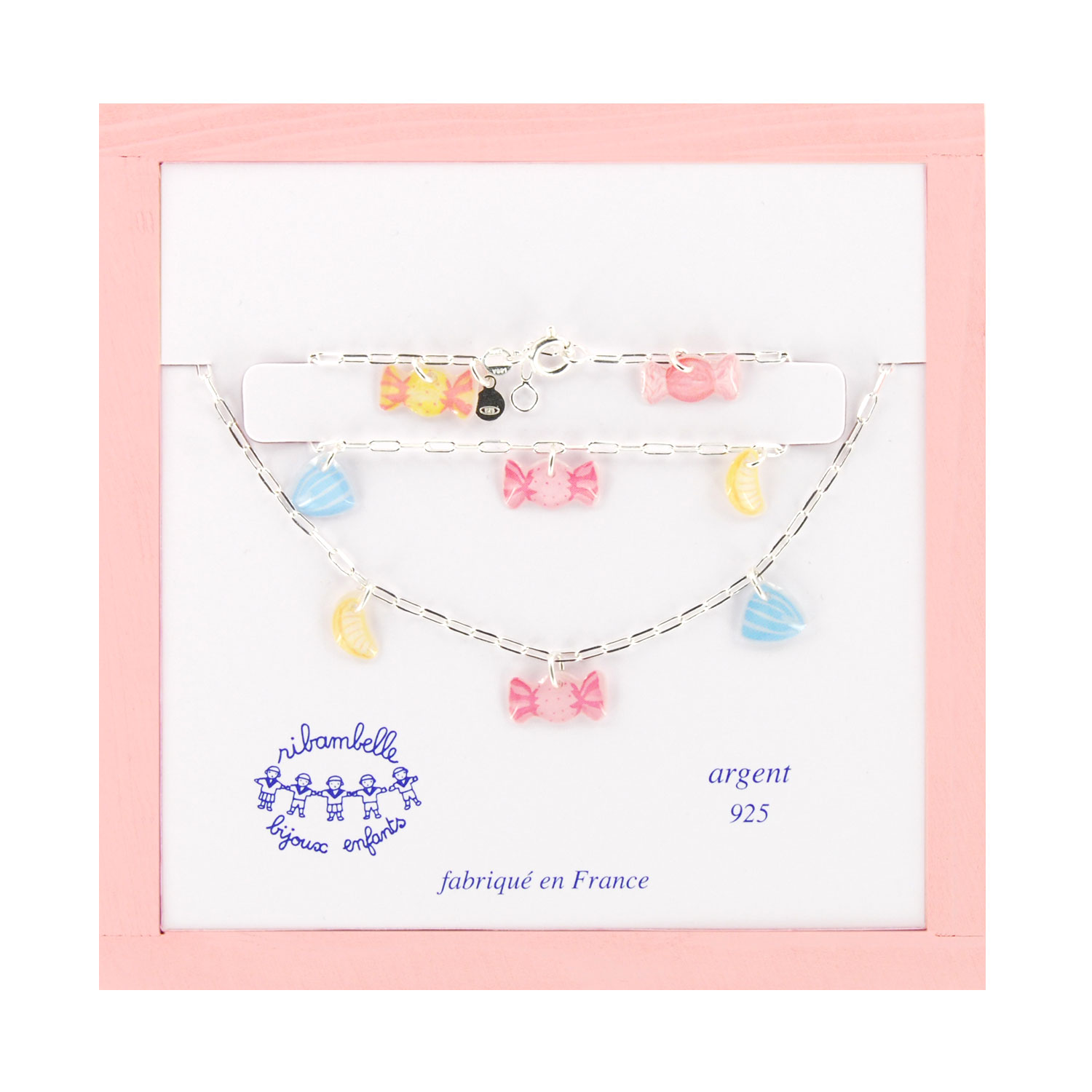 Figaro Silver Chain Set Ag925_Pink Candy